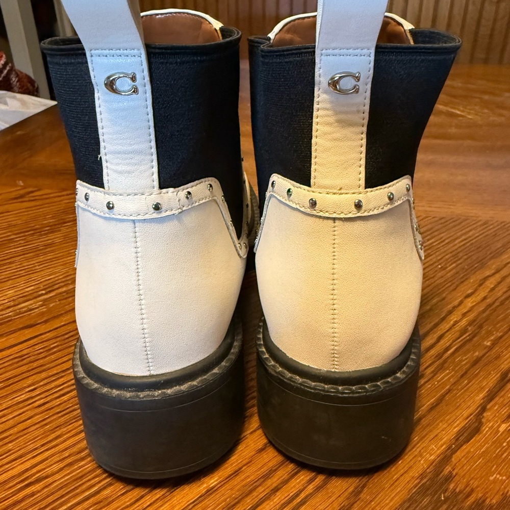 Coach Black and White Lory Ankle Boots